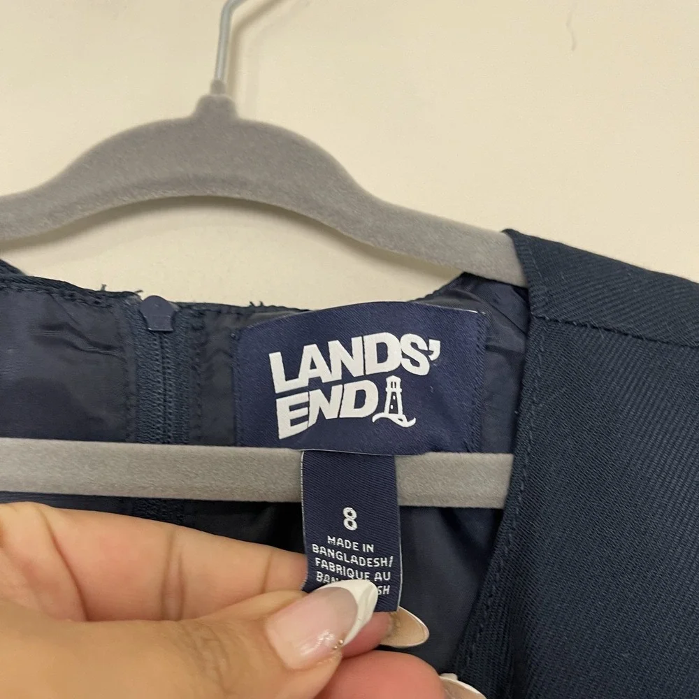 Lands' End Girls Navy School Uniform Jumper Dress Pleated Preppy Classic Sz 8